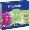 CD-RW80 700MB/ 12x/ COLOR slim/ 5pack