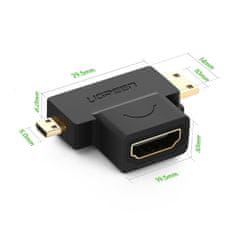 Ugreen adaptér HDMI typu A (samica) na mini HDMI (samec) / micro HDMI (samec) - Čierna KP26494