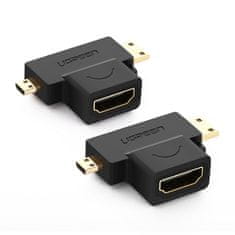 Ugreen adaptér HDMI typu A (samica) na mini HDMI (samec) / micro HDMI (samec) - Čierna KP26494