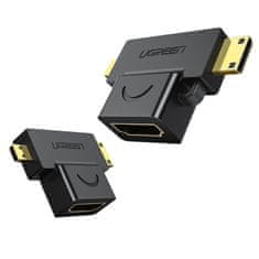 Ugreen adaptér HDMI typu A (samica) na mini HDMI (samec) / micro HDMI (samec) - Čierna KP26494