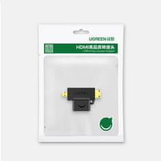 Ugreen adaptér HDMI typu A (samica) na mini HDMI (samec) / micro HDMI (samec) - Čierna KP26494