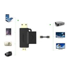 Ugreen adaptér HDMI typu A (samica) na mini HDMI (samec) / micro HDMI (samec) - Čierna KP26494