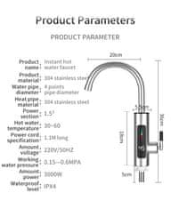 Tavalax Kovový okamžitý ohrievač vody s displejom
