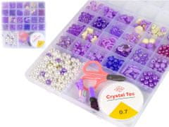 Lean-toys Súprava korálok na výrobu šperkov Fialové klipy
