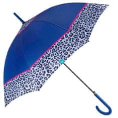 Perletti Time, Dámsky palicový dáždnik Bordo Leopardo / modrý, 26255