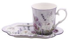 Home Elements  Porcelánový hrnček 360 ml s podšálkou, Levanduľa