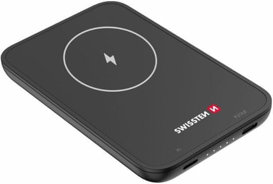 SWISSTEN bezdrátová powerbanka pri iPhone, MagSafe, 5000mAh, čierna