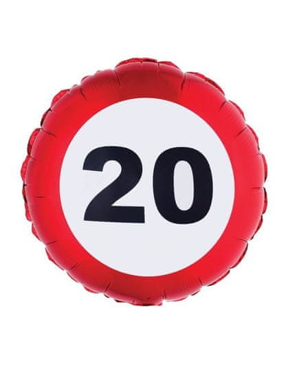 Párty balón fóliový dopravná značka - narodeniny - 20 rokov - 46 cm