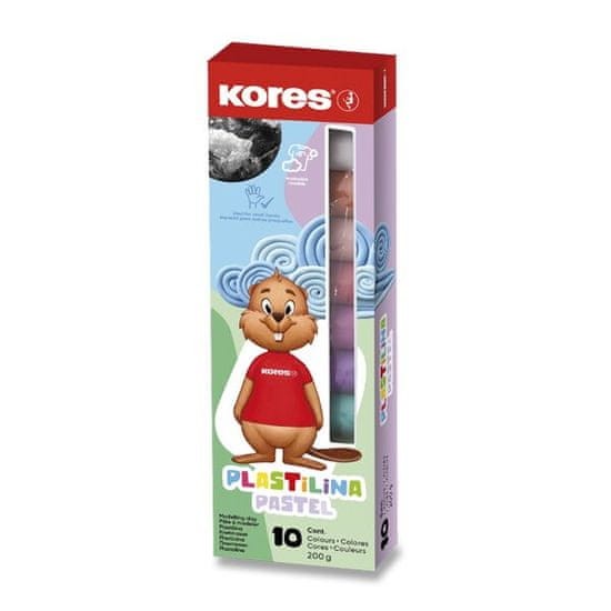 KORES Modelína Pastel 10 farieb, v krabičke 200 g