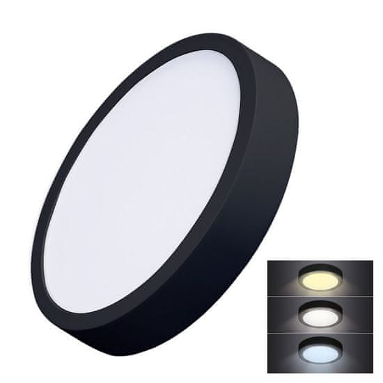 Solight LED mini panel CCT, prisazený, 24W, 1800lm, 3000K, 4000K, 6000K, okrúhly, čierna farba, WD174-B