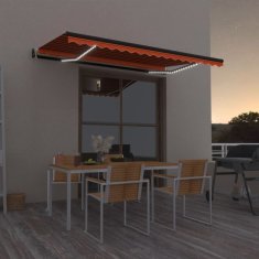 Petromila vidaXL Automatická markíza,LED a senzor vetra 450x350cm,oranžová/hnedá