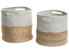 Beliani Sada dvoch béžovo-sivých textilných košov NAULLA