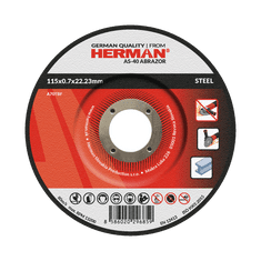 HERMAN Rezný kotúč AS-40 Abrazor | Na oceľ 115x0,7x22,23mm | s prelisom | TYP 42