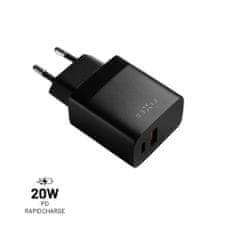 FIXED Sieťová nabíjačka s USB-C a USB výstupom, podpora PD a QC 3.0, 20W FIXC20N-CU-BK, čierna