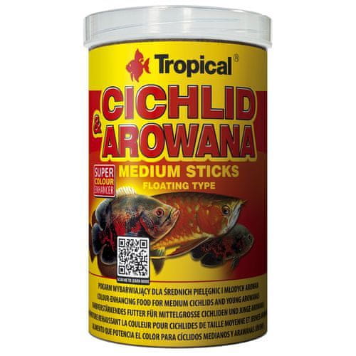 TROPICAL Cichlid&Arowana Medium Sticks 1000ml/360g krmivo vo forme tyčiniek pre stredné cichlidy a mladé arowany