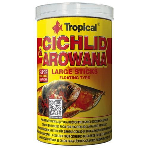 TROPICAL Cichlid&Arowana Large Sticks 1000ml/300g krmivo vo forme tyčiniek pre veľké cichlidy a dospelé arowany