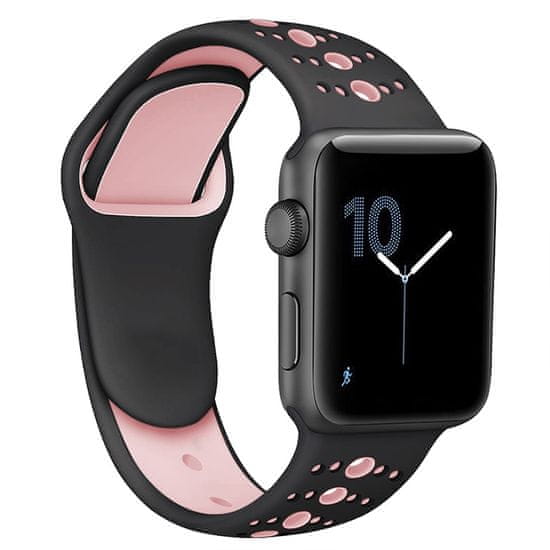 BStrap Silicone Sport remienok na Apple Watch 38/40/41mm, Black Pink