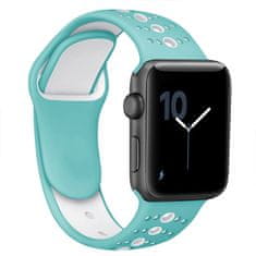 BStrap Silicone Sport remienok na Apple Watch 38/40/41mm, Teal White
