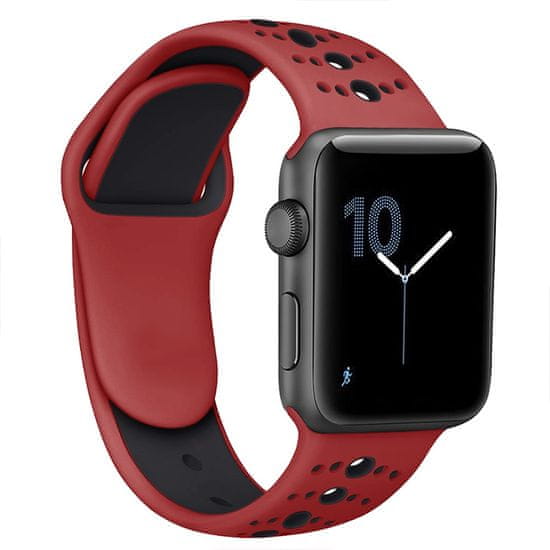 BStrap Silicone Sport remienok na Apple Watch 42/44/45mm, Red Black