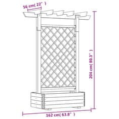 Petromila vidaXL Záhradná pergola s kvetináčom 162x56x204 cm, drevo