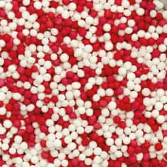Decora Cukrové ozdoby mini perličky 1,5 mm bielo-červené 100 g