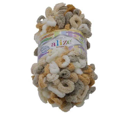 Alize Priadza PUFFY color - 100g / 9 m - béžová, biela