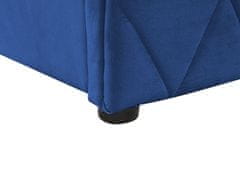 Beliani Zamatová posteľ s úložným priestorom 160 x 200 cm modrá ROCHEFORT