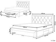 Beliani Zamatová posteľ s úložným priestorom 140 x 200 cm svetlosivá LIEVIN