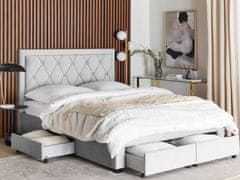 Beliani Zamatová posteľ s úložným priestorom 160 x 200 cm svetlosivá LIEVIN