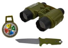 Lean-toys Vojenská súprava Puška Maska Prilba Ďalekohľad Tmavo zelená