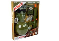 Lean-toys Vojenská súprava Puška Maska Prilba Ďalekohľad Tmavo zelená