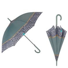 Perletti Time, Dámsky palicový dáždnik Bordo Leopardo / zelený, 26255