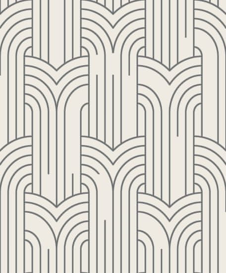 Ugépa M42129 Bielo-strieborná geometrická tapeta, Art Deco, rozmery 0,53 x 10,05 m