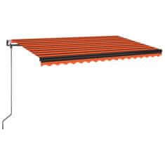 Petromila vidaXL Automatická markíza,LED a senzor vetra 450x350cm,oranžová/hnedá