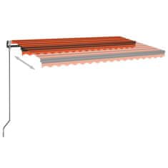 Petromila vidaXL Automatická markíza,LED a senzor vetra 450x350cm,oranžová/hnedá