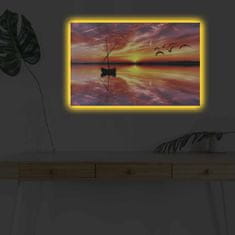 Wallity Obraz s LED osvetlením LODIČKA PRI ZÁPADE SLNKA 43 45 x 70 cm