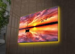 Wallity Obraz s LED osvetlením LODIČKA PRI ZÁPADE SLNKA 43 45 x 70 cm
