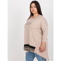 RELEVANCE Dámska tunika mikina s nápisom bavlnená plus size REINA béžová RV-TU-7779.69_398921 Univerzálne