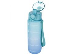 Modrá, plastová ombre fľaša / fľaša na vodu s dielikmi 750 ml 
