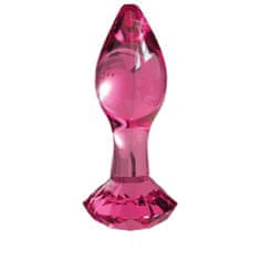 Night Fantasy Ružový sklenený análny kolík, zátka