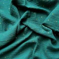 Decor By Glassor Mušelínová plienka tmavo zelená so zlatými čiarkami