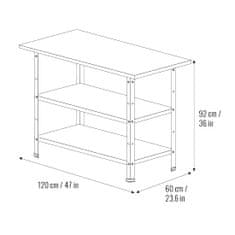 Majster Regál Pracovný stôl 120x85x60cm s 2 policami, zinok
