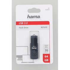 HAMA USB 3.0 Flash Drive Rotate, 64 GB, 70 MB/s, petrolejová modrá