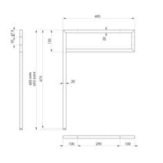 SAPHO Podperná konzola 490x690x20mm, lakovaná oceľ, čierna mat, 1 ks - Sapho