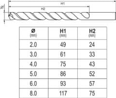 YATO Súprava vrtákov na kov 6ks HSS-COBALT 2-8mm