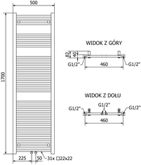 Mexen Pluton vykurovacie teleso 1700 x 500 mm, 844 W, čierna, W106-1700-500-00-70