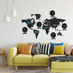 Relax Mapa sveta s hodinami 0877, čierna