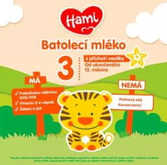 Hami 3 Mlieko batoľacie s príchuťou vanilky 600 g