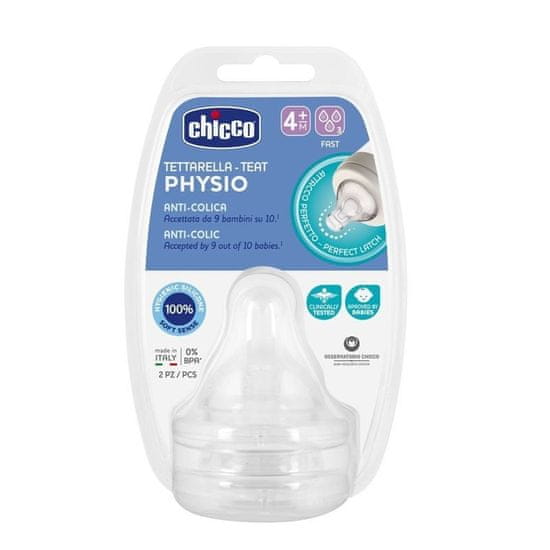 Chicco Cumlík na fľašu Perfect 5/Well-Being fyziologický rýchly prietok 4m+ 2 ks