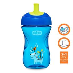 Chicco Hrnček Advanced so slamkovým náustkom 266 ml modrý 12m+